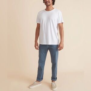 Marine Layer Men's Classic White Crewneck Tee Casual Minimalist Clean Simple